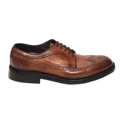 Green George , Vintage Leather Derby Shoe with Wingtip Design ,Brown male, Sizes: