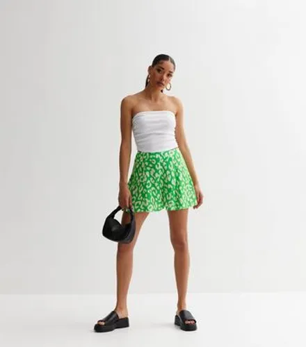 Green Leopard Print Satin Flippy Shorts New Look