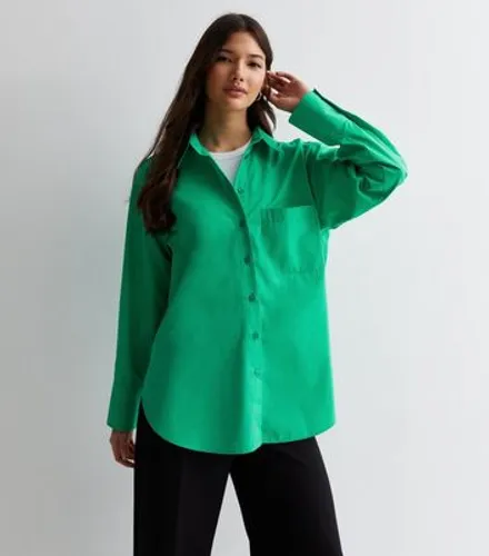 Green Poplin Oversized Shirt New Look