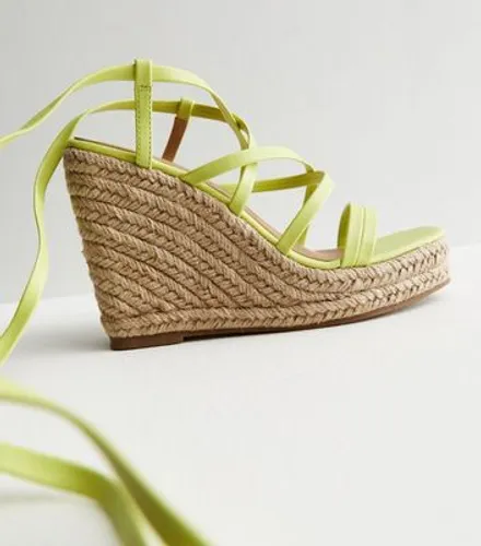 Green Strappy Espadrille Wedge Heel Sandals New Look