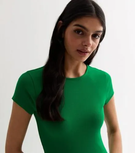 Green Stretch Cotton Bodycon Midi Dress New Look