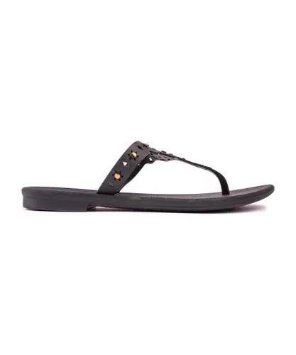 Grendha Womens Boho Sandals - Black Rubber