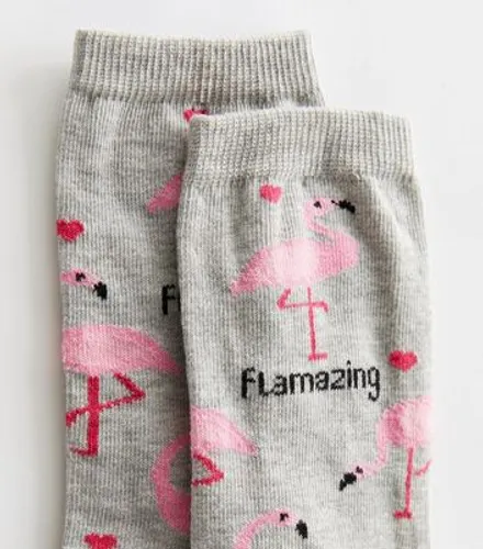 Grey Flamazing Flamingo Socks New Look
