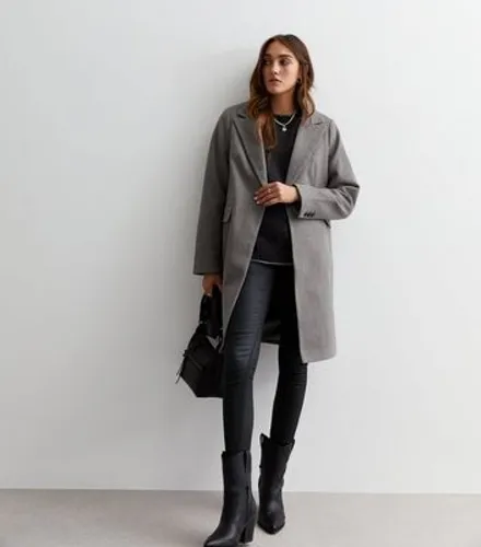 Grey Lined Formal Longline Coat New Look
