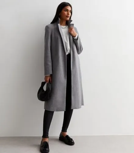 Grey Longline Formal Coat New Look