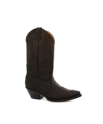 Grinders Unisex Brown Leather Cowboy Boots-Arizona HI