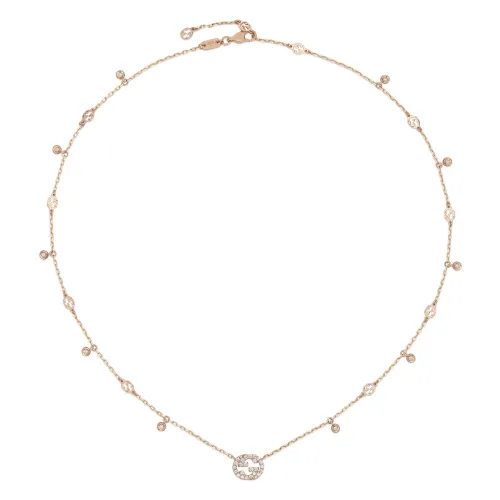 Gucci , 18kt Pink Gold and Diamond Necklace ,Yellow female, Sizes: ONE SIZE