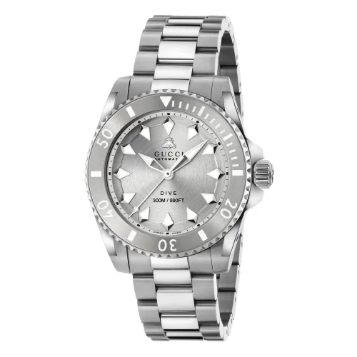 Gucci , Automatic Steel Watch with White Dial ,Gray female, Sizes: ONE SIZE