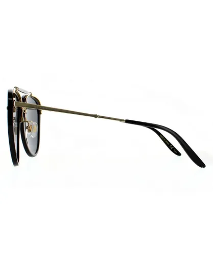 Gucci Aviator Mens Shiny Black and Gold Grey Sunglasses - One