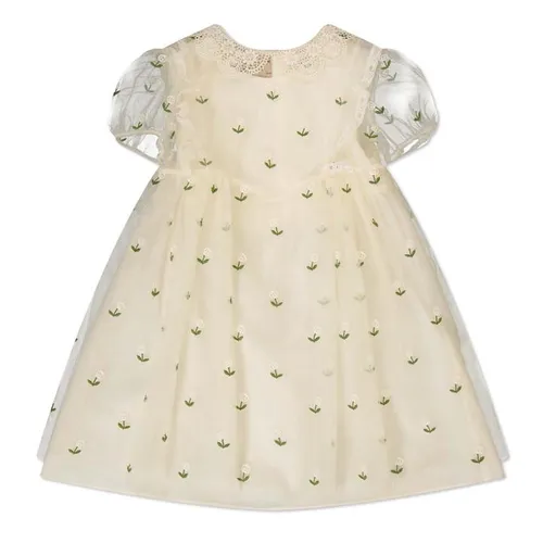 GUCCI Baby Interlocking G Flower Dress - Cream
