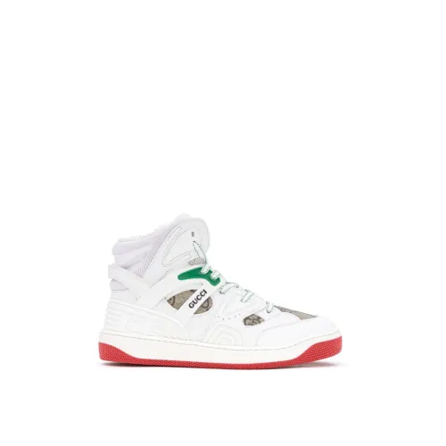 Gucci , Basket Leather Sneakers ,White male, Sizes: