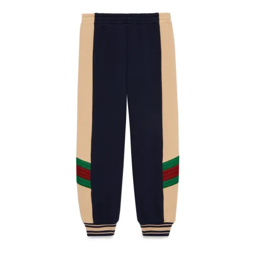 Gucci , Beige Cotton Pants with Web Details ,Beige male, Sizes:
