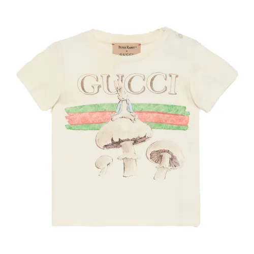 Gucci , Beige T-Shirt with Peter Rabbit Print ,Beige unisex, Sizes: