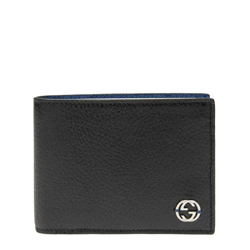 Gucci , Bifold Leather Wallet Black and Blue Men's ,Black male, Sizes: ONE SIZE