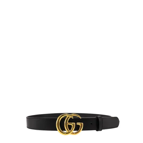 Gucci , Black GG Marmont Leather Belt ,Black male, Sizes: