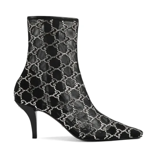 Gucci , Black GG Mid-Heel Boots ,Black female, Sizes: