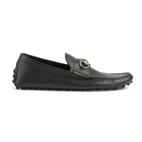 Gucci , Black Horsebit Leather Loafers ,Black male, Sizes: