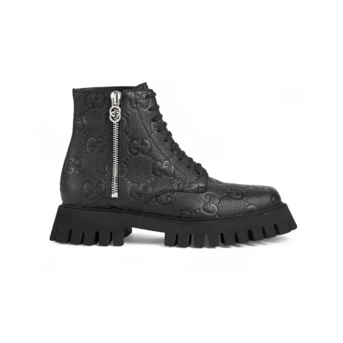 Gucci , Black Leather GG Boots ,Black male, Sizes: