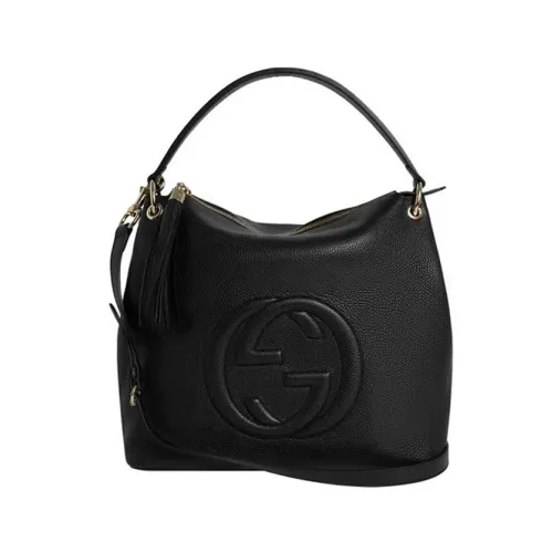 Gucci , Black Leather Handbag with Adjustable Shoulder Strap ,Black female, Sizes: ONE SIZE