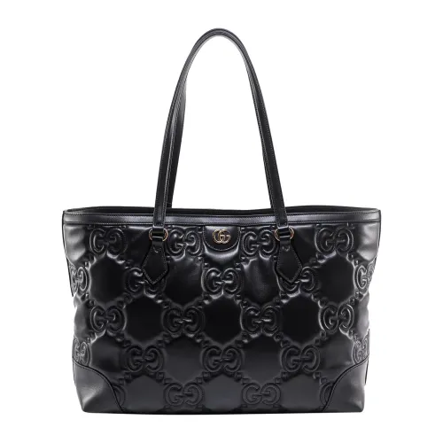 Gucci , Black Leather Padded Logo Shoulder Bag ,Black female, Sizes: ONE SIZE