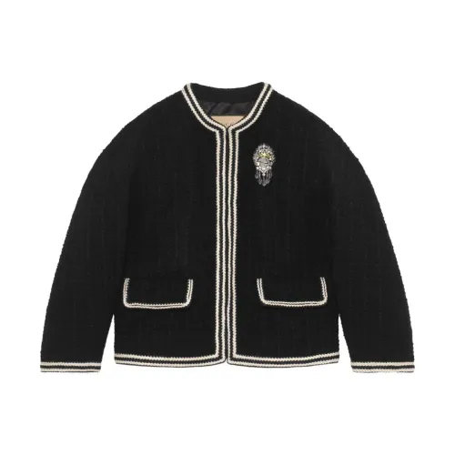 Gucci , Black/Mix Boucle Tweed Wool Jacket ,Black female, Sizes: