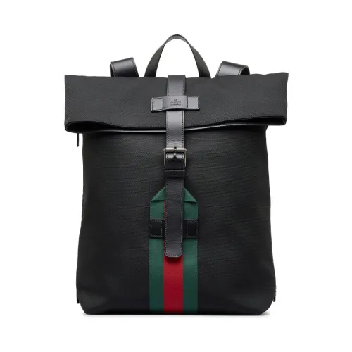 Gucci , Black Technocanvas Backpack with Adjustable Straps ,Black unisex, Sizes: ONE SIZE