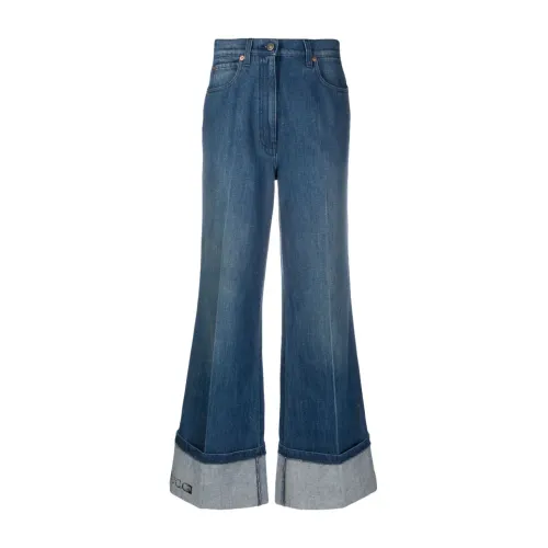 Gucci , Blue High-Rise Wide-Leg Jeans ,Blue female, Sizes: