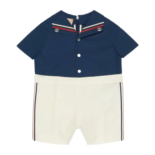 Gucci , Blue Kids Dress with G Intertwined Embroidery ,Multicolor male, Sizes: