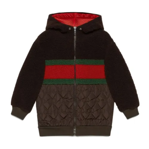 Gucci , Brown Cotton Logo Coat ,Brown male, Sizes: