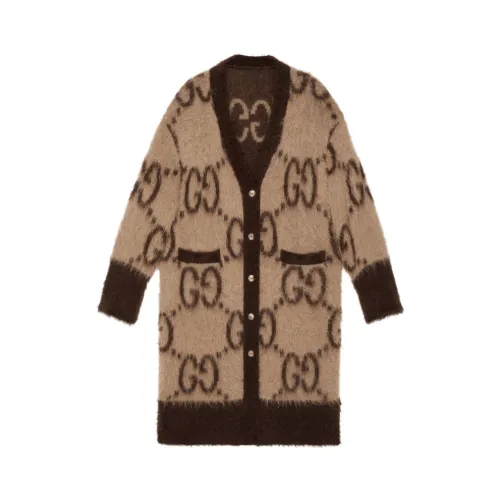 Gucci , Brown Jacquard Cardi-Coat ,Multicolor female, Sizes: