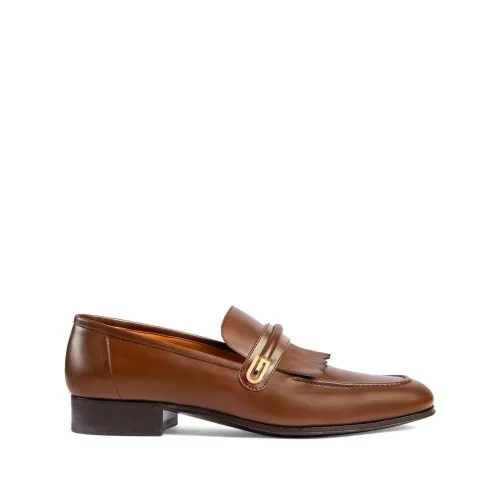 Gucci , Brown Sugar Leather Loafers ,Brown male, Sizes: