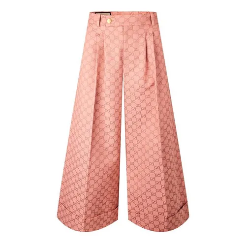 GUCCI Canvas Gg Cropped Wide Trouser - Brown
