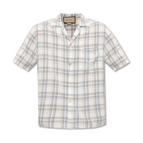 Gucci , Checked Short Sleeve Shirt ,White male, Sizes: