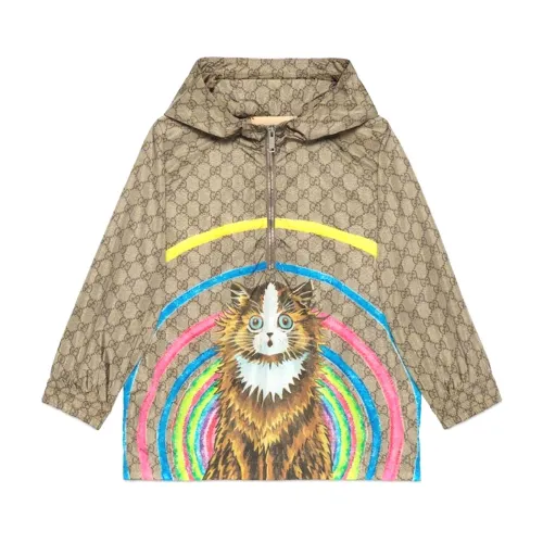 Gucci , Children's GG Zip Jacket ,Brown female, Sizes: