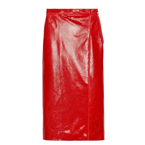 Gucci , crocodile-effect pencil skirt ,Red female, Sizes: