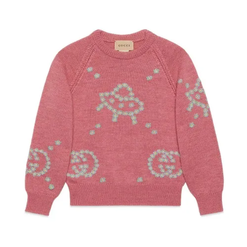 Gucci , Dark Rose Mix Crew Neck Sweater ,Pink female, Sizes: