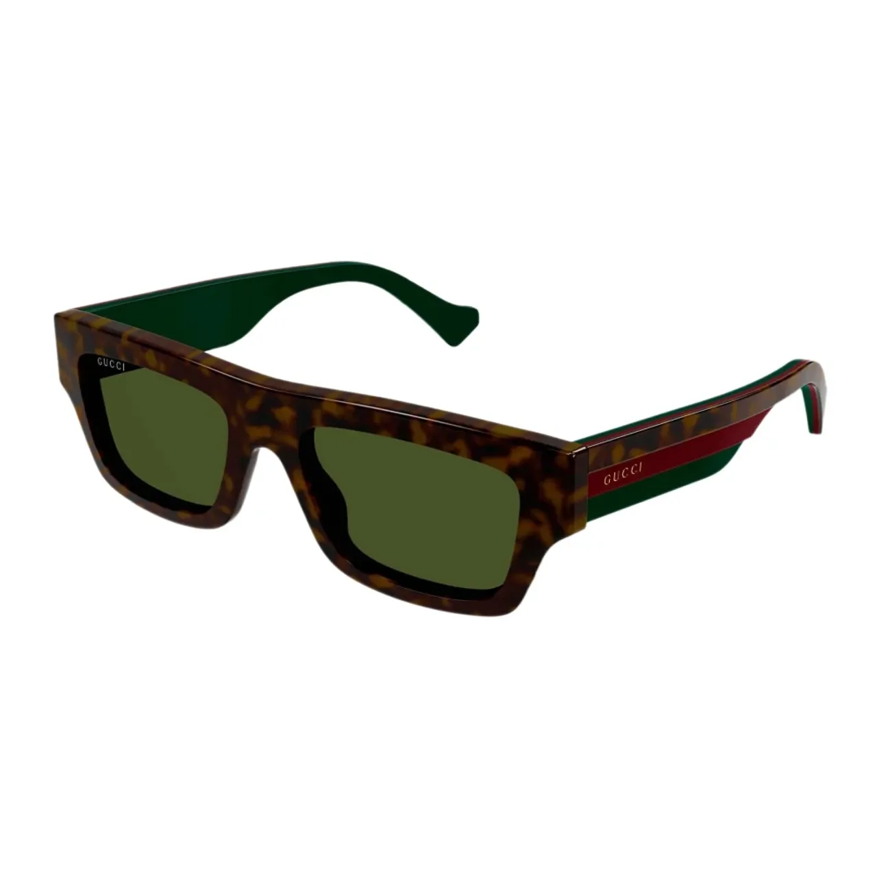 Gucci , Flat Top Havana Sunglasses with Web Temple ,Brown male, Sizes: