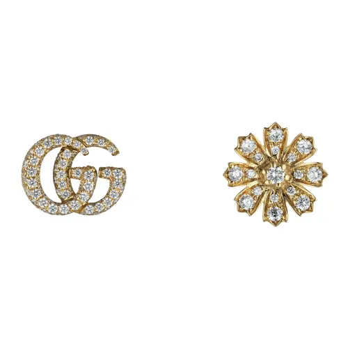 Gucci , Flora earrings with Double G detail in yellow gold and diamonds ,Yellow female, Sizes: ONE SIZE