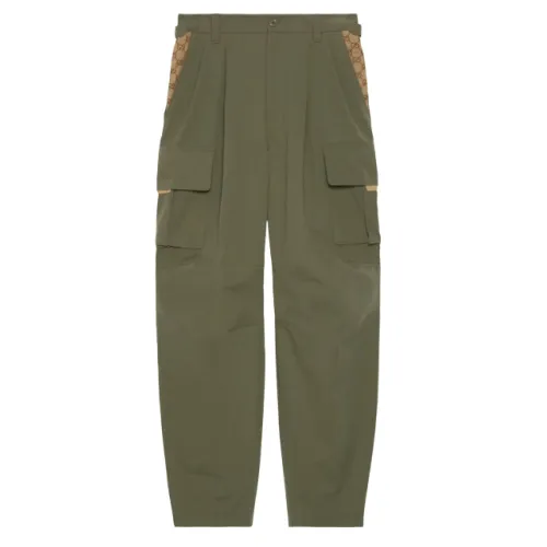 Gucci , GG canvas-panel cargo pants ,Green male, Sizes: