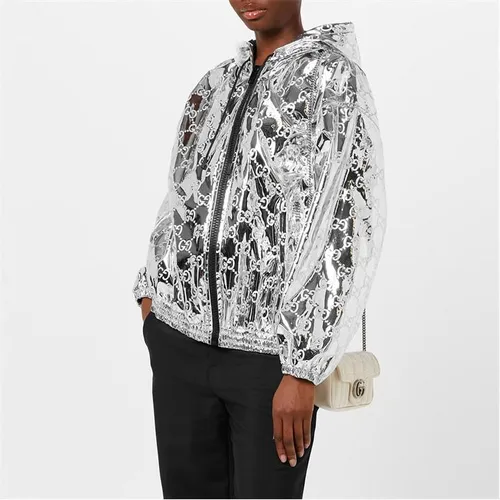 GUCCI Gg Embossed Fabric Bomber Jacket - Silver