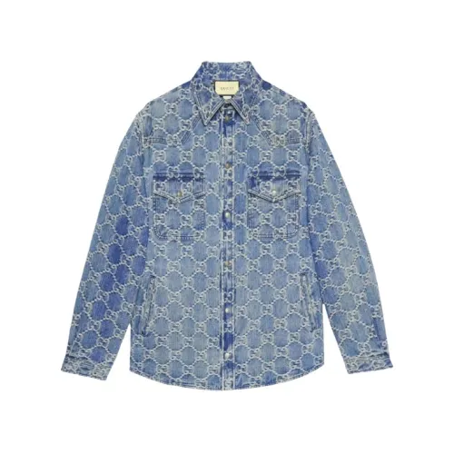 Gucci , GG jacquard denim jacket ,Blue male, Sizes: