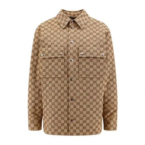Gucci , GG Supreme Fabric Shirt ,Beige female, Sizes: