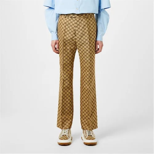 GUCCI Gg Supreme Linen Trousers - Beige