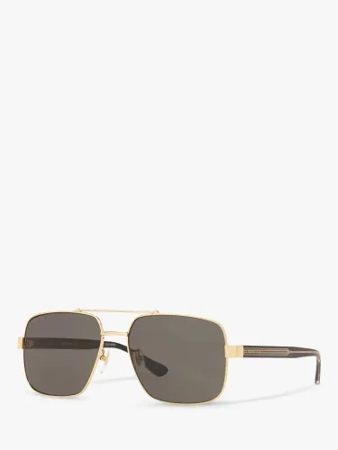 Gucci GG0529S Men's Square Sunglasses, Gold/Grey - Gold/Grey - Female