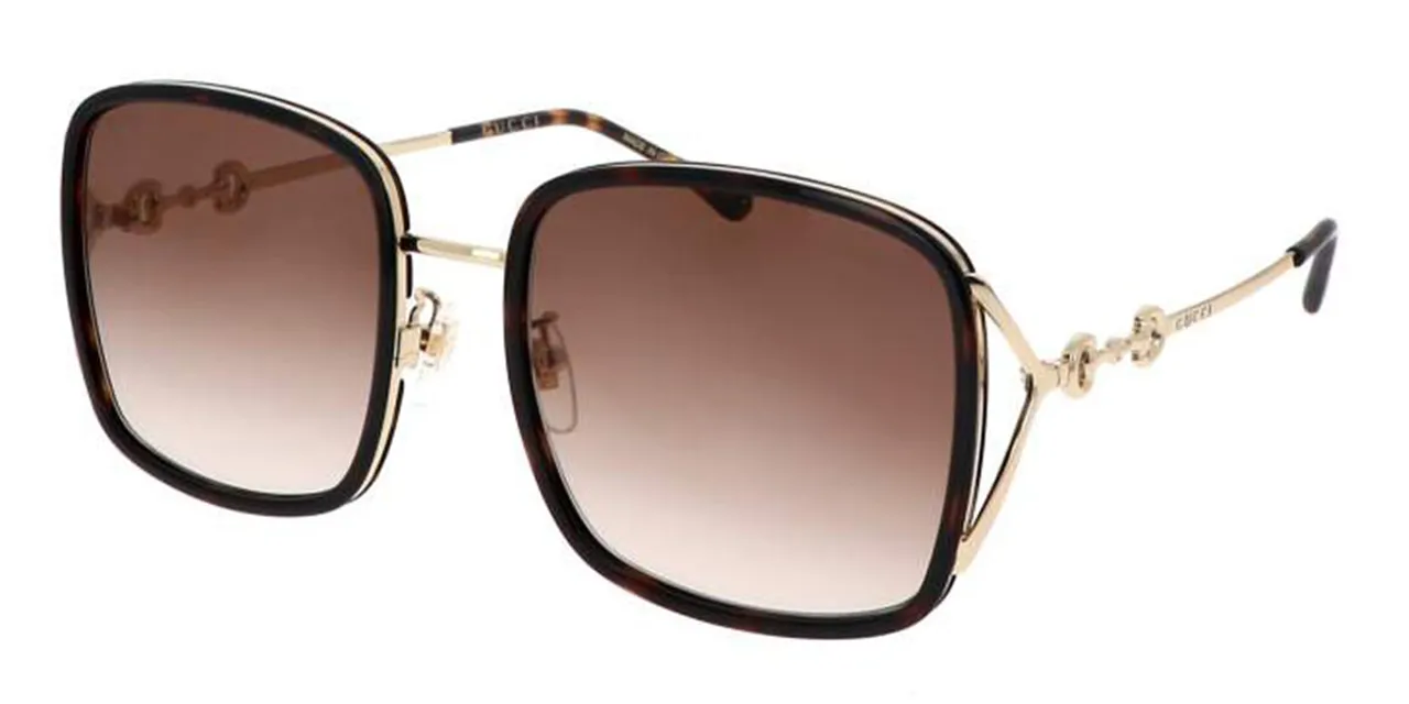 Gucci GG1016SK Asian Fit 003 Women's Sunglasses Tortoiseshell Size 58