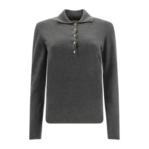 Gucci , Gray Cashmere Polo for Women ,Gray female, Sizes: