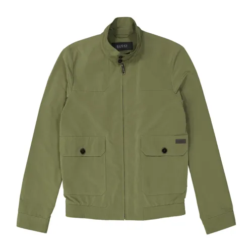 Gucci , Green Jacket with Logo Patch ,Green male, Sizes: