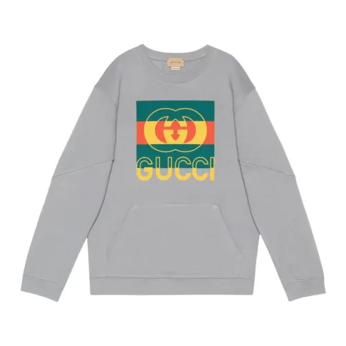 Gucci , Grey Kids Sweater with Multicolor Print ,Gray male, Sizes: