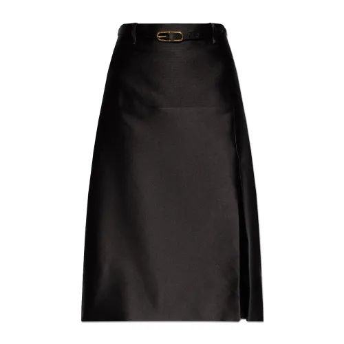 Gucci , Gucci Silk Midi Skirt ,Black female, Sizes: