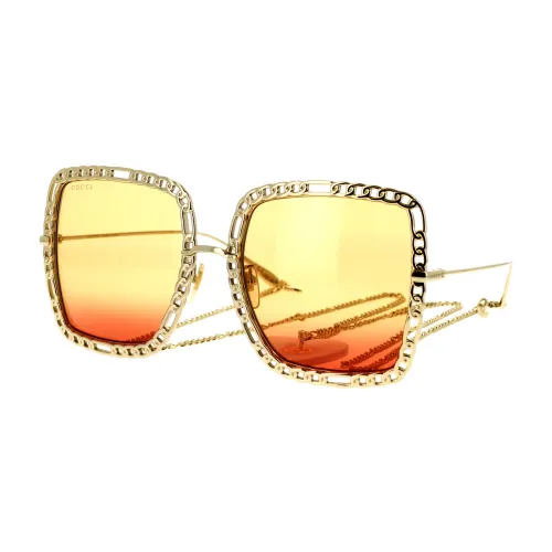 Gucci , Gucci Sunglasses with Gg1033S 001 Chain ,Yellow female, Sizes: